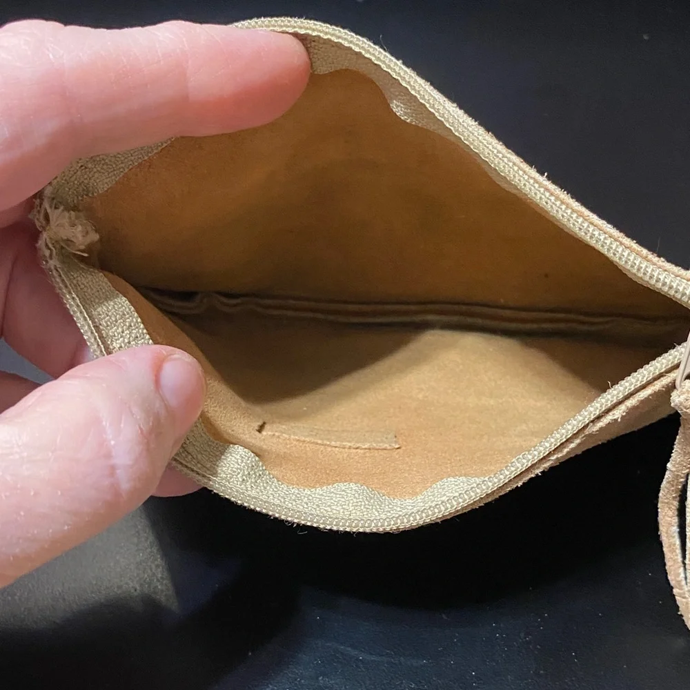 Vintage Tan leather Pouch with Heart Accent and Rehoboth Beach, DE